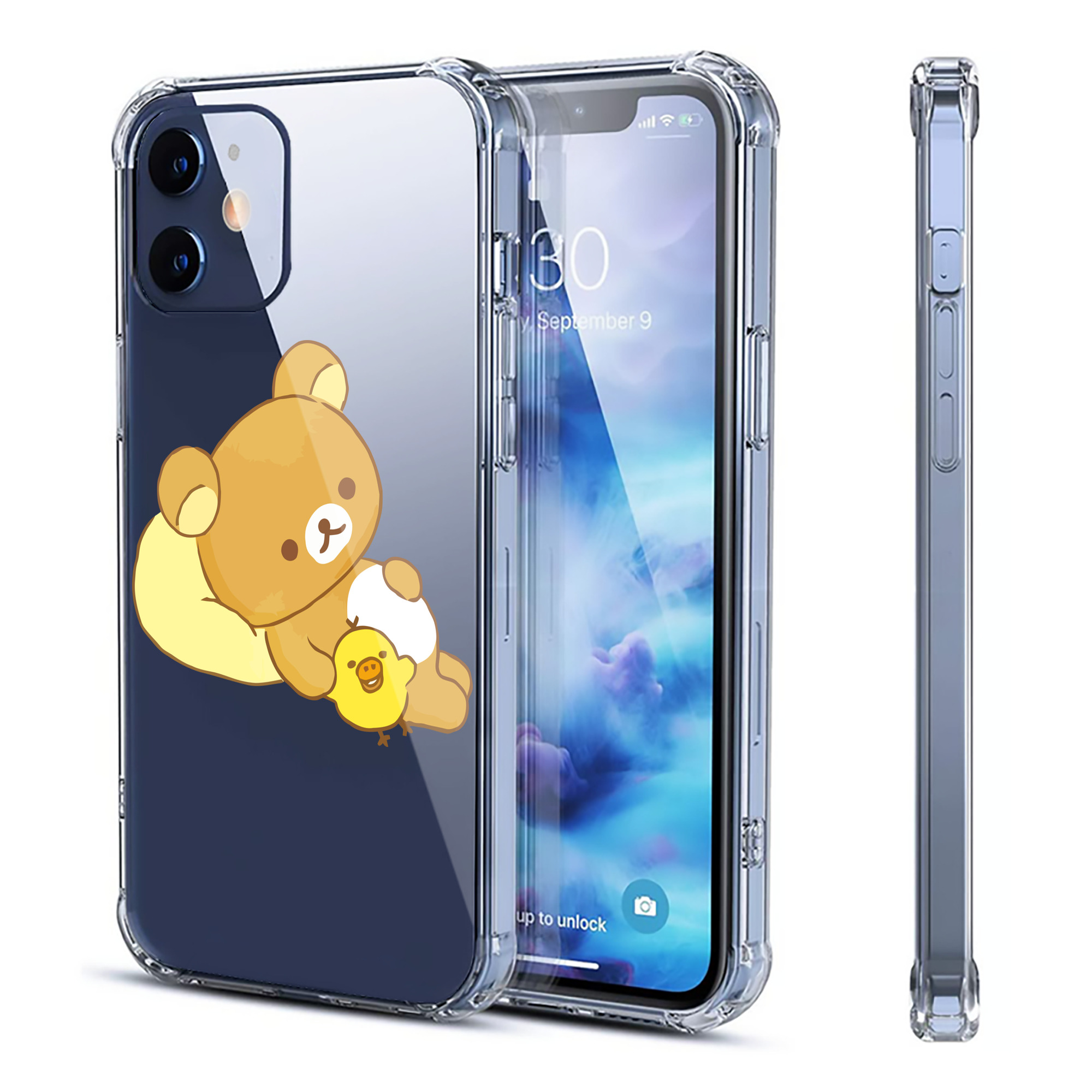 （画像用） リラックマ リラックマ キイロイトリ Rilakkuma Korilakkuma Kiiroitori 【iPhone 12シリーズ対応】透明スマホケース（クリアソフトケース）